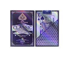 Two purple playing card decks with a visible brand logo on a white background. available at MJ BoardGames Lebanon