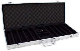 Empty aluminum poker case 500 chip capacity available at MJ BoardGames Lebanon
