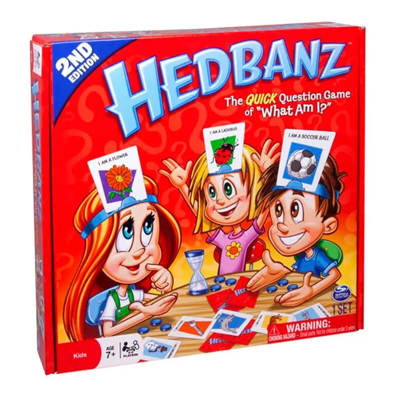 Hedbanz Kids guessing game with headbands and cards available at MJ Board Games Lebanon