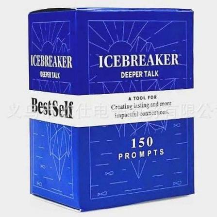 Ice Breaker Deeper Talk conversation card game with thoughtful question cards for friends, families, couples, and team-building activities.