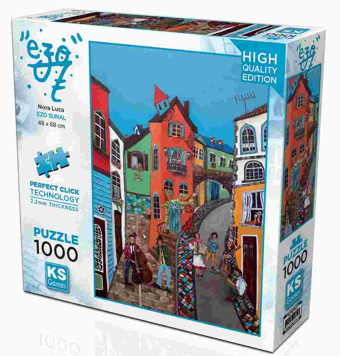 KS Puzzle 1000 Pieces Ezo Nora Luca β artistic and colorful jigsaw puzzle featuring Ezo Nora Lucaβs signature artwork, with Perfect Click Technology and 2.2mm thick board, available at MJ BoardGames Lebanon.