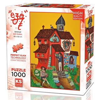 KS Puzzle 1000 Pieces Ezo Serenad β elegant jigsaw puzzle featuring a serene artistic night scene with Perfect Click Technology and 2.2mm thick board, available at MJ BoardGames Lebanon.