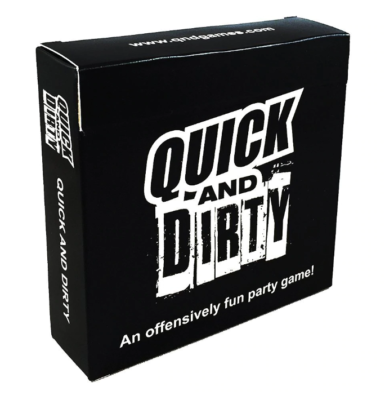 Quick and Dirty adult party card game for friends available at MJ Board Games Lebanon