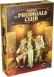 The Prodigals Club board game by MJ BoardGames Lebanon – a witty Euro-style strategy game where players race to lose wealth, influence, and reputation for victory.