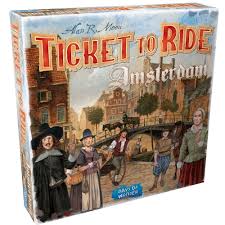 Ticket to Ride: Amsterdam board game by MJ BoardGames Lebanon – a quick, travel-friendly edition set in the historic canals and markets of 17th-century Amsterdam.