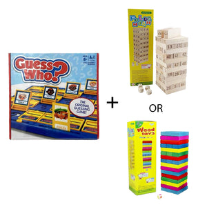 Guess who + Numbered OR colored wood blocks