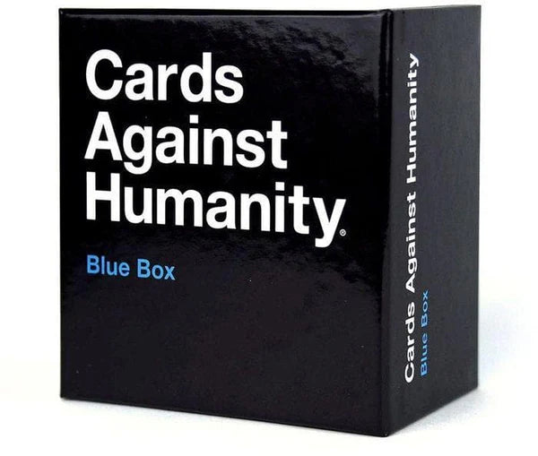 Cards Against Humanity Blue Box Expansion with 300 new cards, adult party game add-on full of dark humor and laughter, available at MJ BoardGames Lebanon.