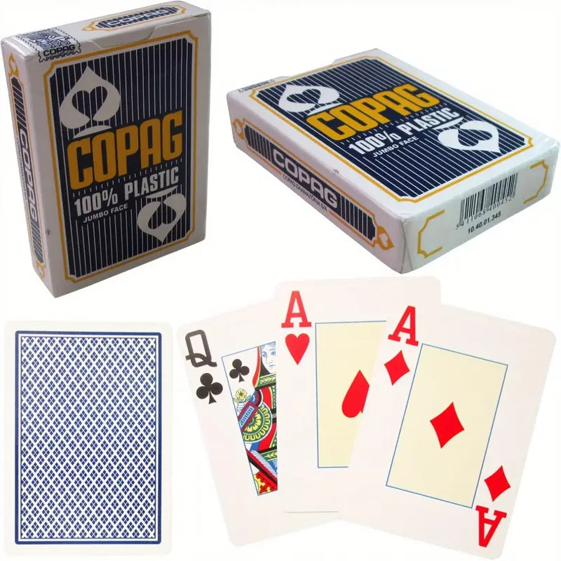 Copag poker playing cards jumbo index 100 percent plastic made in Belgium available at MJ Board Games Lebanon