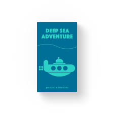 Deep Sea Adventure board game setup showing colorful diver pieces, treasure tokens, submarine board, and ocean-themed components.