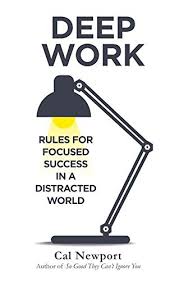 Book cover of 'Deep Work' by Cal Newport with a lamp illustration on a white background. available at MJ BoardGames Lebanon