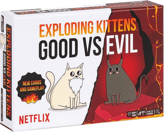Exploding Kittens Good vs Evil party and strategy card game available at MJ Board Games Lebanon