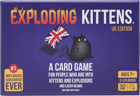 Exploding Kittens UK edition party and strategy card game available at MJ Board Games Lebanon