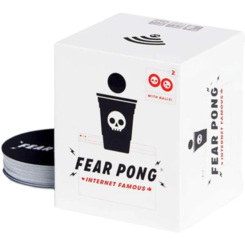 Fear Pong adult party card game with ping pong challenges available at MJ Board Games Lebanon