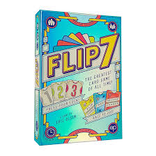 Flip 7 card game box – fast-paced stacking and family-friendly game, available at MJ Board Games Lebanon