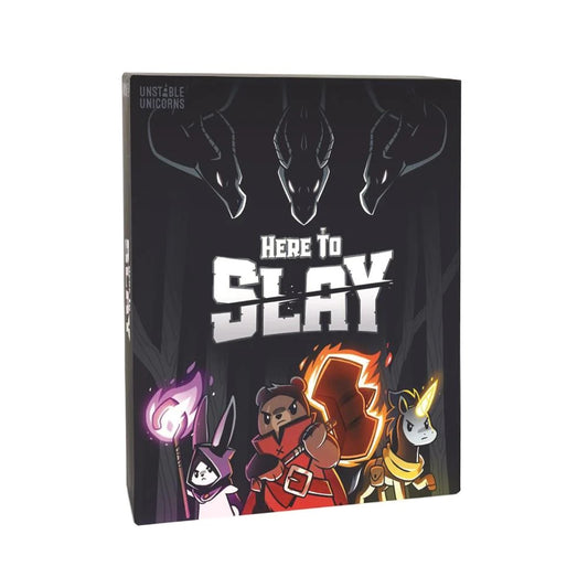 Here to Slay card game with hero characters and quests available at MJ Board Games Lebanon