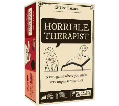 Horrible Therapist adult party card game with comedic problem and advice cards for chaotic group fun, available at MJ BoardGames Lebanon.