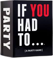 Black box with 'IF YOU HAD TO...' text and red and white letters on a black background. If You Had To funny party card game available at MJ BoardGames Lebanon
