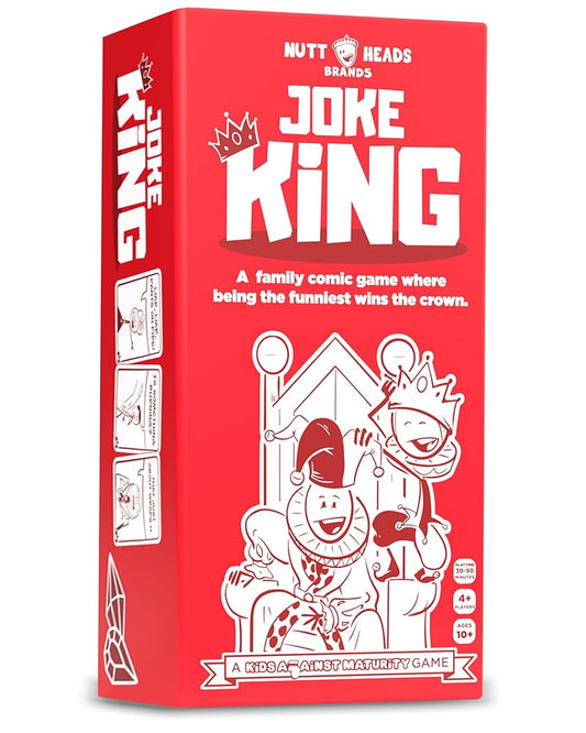 Joke King party card game box with humor and punchline cards — a fun, laughter-filled game perfect for parties and friends, available at MJ BoardGames Lebanon.