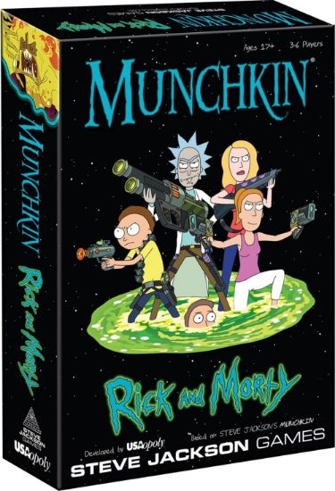 Munchkin Rick and Morty card game with interdimensional monsters, loot, and hilarious chaos, adult strategy game, available at MJ BoardGames Lebanon.