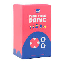 Box of 'Nine Tiles Panic' game with colorful design on a white background. available at MJ BoardGames Lebanon