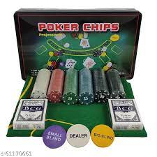 Premium poker set with 300 chips, 2 decks of playing cards, and black tin box  from MJ Board Games Lebanon