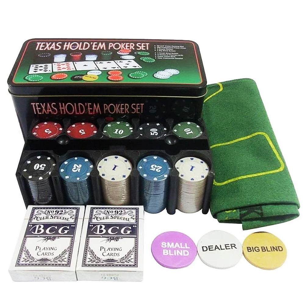 Poker set with 200 lightweight 4g poker chips for card games available at MJ Board Games Lebanon