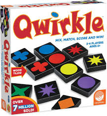 Qwirkle board game with colorful wooden tiles, abstract family strategy game of matching colors and shapes, available at MJ BoardGames Lebanon.