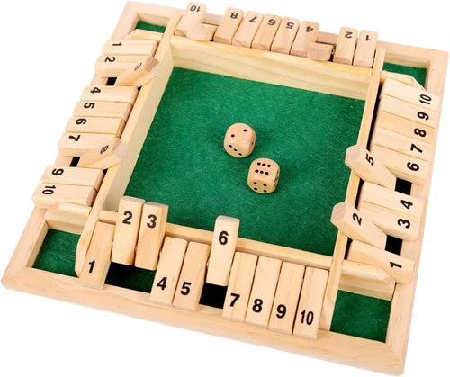 Shut the Box 1 to 10 family math board game for 4 players available at MJ Board Games Lebanon