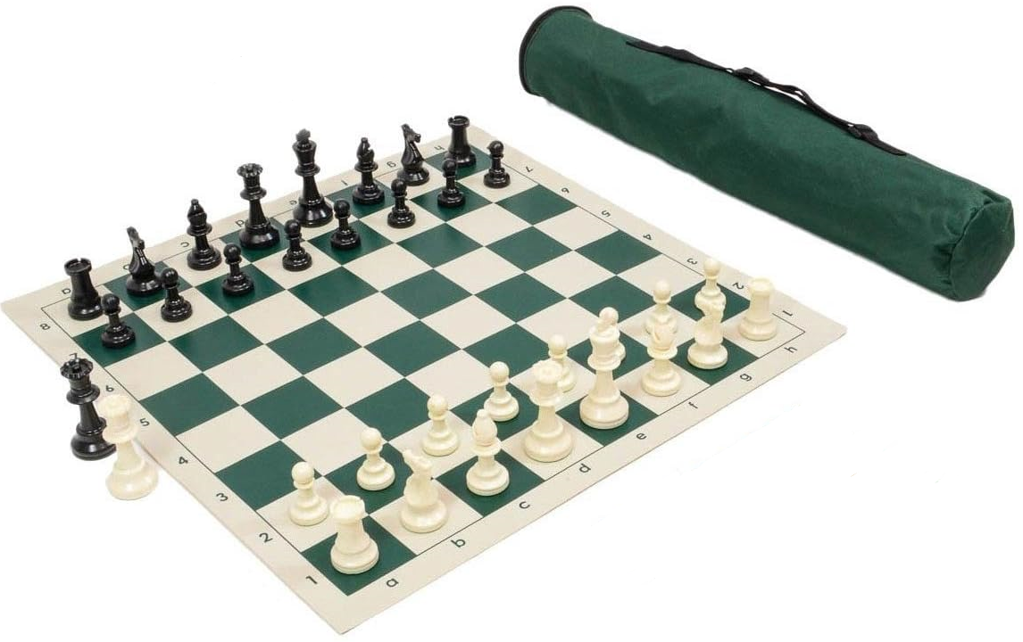 Silicone roll-up chess set 50x50 cm with extra queens and 9.6 cm king available at MJ Board Games Lebanon