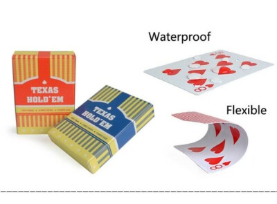 Texas Hold’em poker playing cards jumbo index 100 percent plastic available at MJ Board Games Lebanon