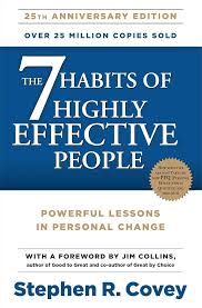Book cover of 'The 7 Habits of Highly Effective People' with a blue and white color scheme. available at MJ BoardGames Lebanon
