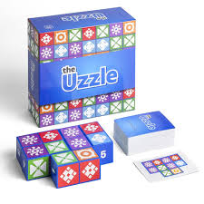 The Uzzle puzzle game – fast-paced tile-matching race for families and friends – available at MJ Board Games Lebanon