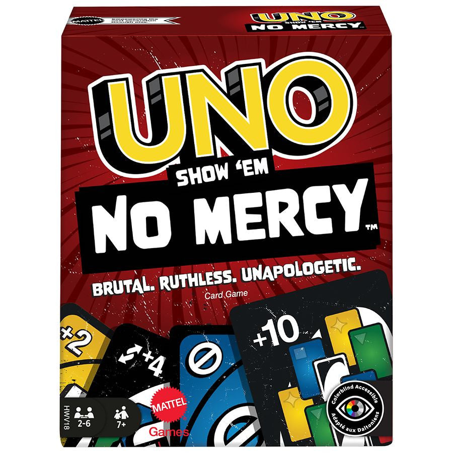 UNO No Mercy family and party card game available at MJ Board Games Lebanon