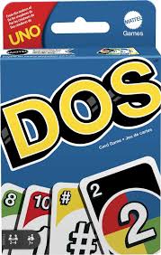 Uno DOS card game featuring colorful number cards spread across two piles, ready for fast and strategic gameplay.