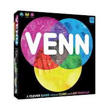 Venn party board game by MJ BoardGames Lebanon – a fun, fast-paced visual word game where players use overlapping images to communicate clues and connect ideas.