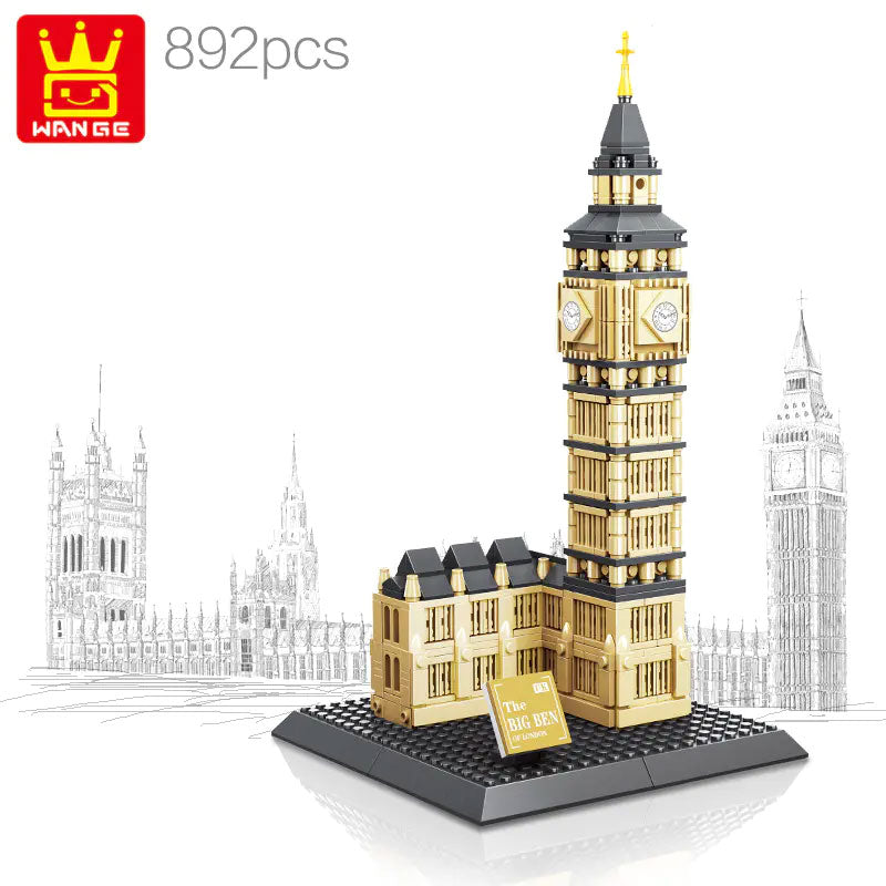 Wange Elizabeth Tower London England 892 piece building blocks set 17.5x17.5x32.5 cm available at MJ BoardGames Lebanon
